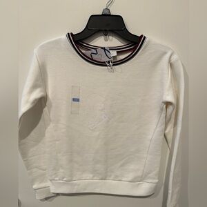 Jacadi Mademoiselle Sweater Girls White Crew Pullover Knit Sweater NWT